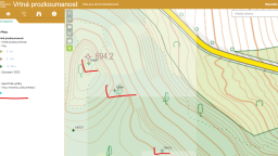 Vrty s hmotnou dokumentací v mapové aplikaci